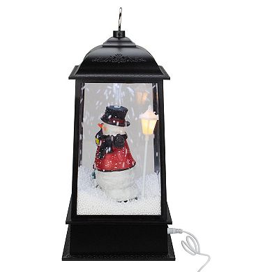 13" Lighted Snowman Christmas Lantern with Falling Snow