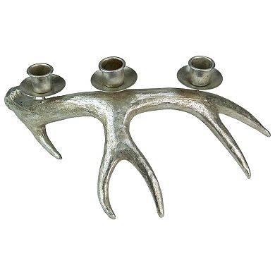 12" Champagne Deer Antler Christmas Taper Candle Holder