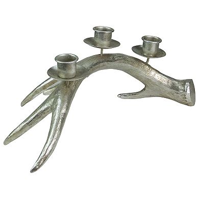 12" Champagne Deer Antler Christmas Taper Candle Holder