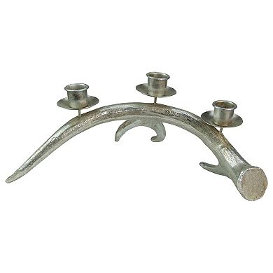 12" Champagne Deer Antler Christmas Taper Candle Holder