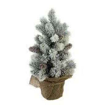 12" Potted Flocked Pine with Pine Cones Medium Artificial Christmas Tree Unlit