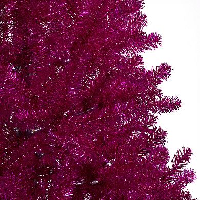 9' Metallic Pink Tinsel Artificial Christmas Tree - Unlit