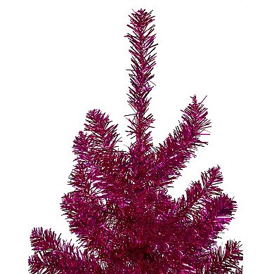 9' Metallic Pink Tinsel Artificial Christmas Tree - Unlit
