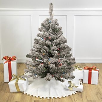 3' Pre-Lit Medium Heavily Flocked Madison Pine Artificial Christmas Tree Multi Lights