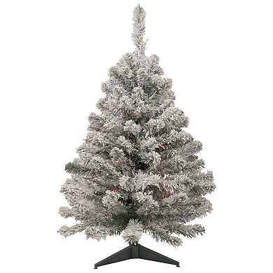 3' Pre-Lit Medium Heavily Flocked Madison Pine Artificial Christmas Tree Multi Lights
