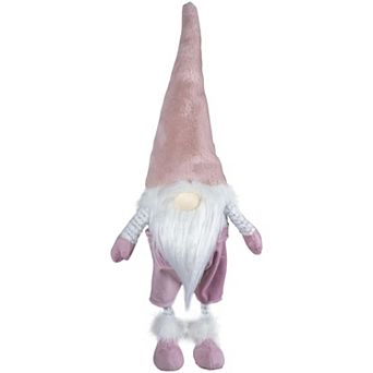 20" White and Pink Bouncy Gnome Standing Figure Christmas Decoration
