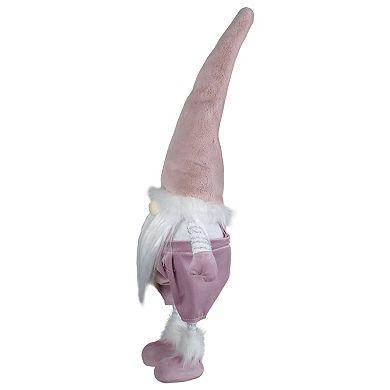 20" White and Pink Bouncy Gnome Standing Figure Christmas Decoration
