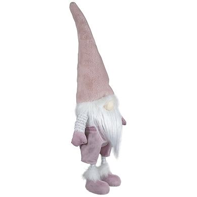 20" White and Pink Bouncy Gnome Standing Figure Christmas Decoration