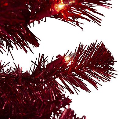 6' Pre-Lit Pencil Red Artificial Christmas Tree - Clear Lights