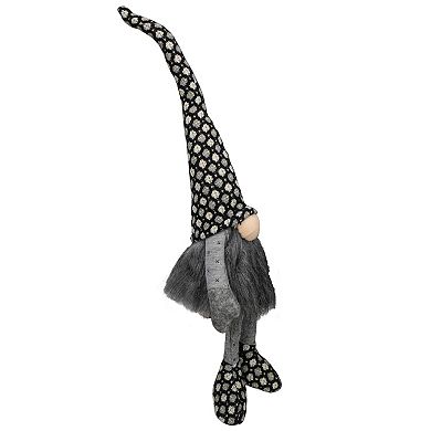 18" Gray and Black Sitting Tabletop Gnome Christmas Decoration