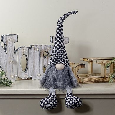 18" Gray and Black Sitting Tabletop Gnome Christmas Decoration