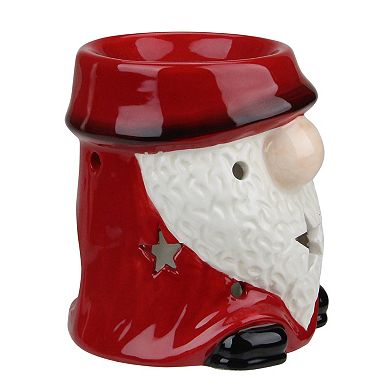 4.75 Red Ceramic Christmas Star Gnome Tealight Candle Holder