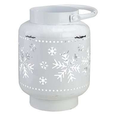 7" White Snowflake Cutout Christmas Candle Lantern