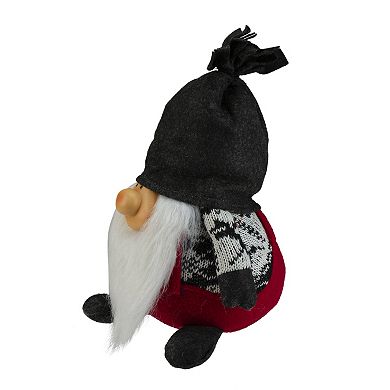 9.5" Charcoal Gray and Red Happy Smiling Gnome Christmas Tabletop Decor