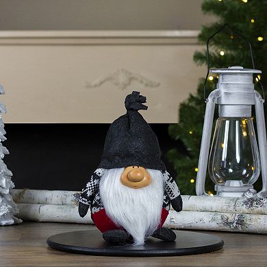 9.5" Charcoal Gray and Red Happy Smiling Gnome Christmas Tabletop Decor