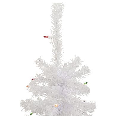 2' Lighted Woodbury White Pine Slim Artificial Christmas Tree  Multi Lights