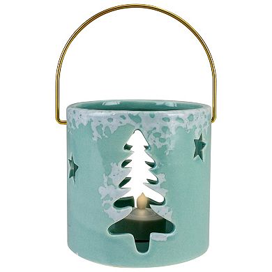 3.75" Green Christmas Tree Cut Out Tea Light Candle Holder