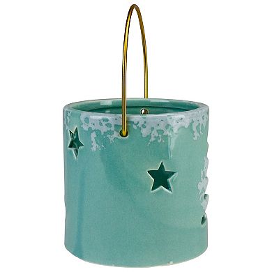 3.75" Green Christmas Tree Cut Out Tea Light Candle Holder