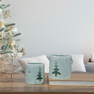 3.75" Green Christmas Tree Cut Out Tea Light Candle Holder