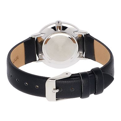 Folio Women's Black Strap Watch, Bracelet & Jewelry Pouch Set