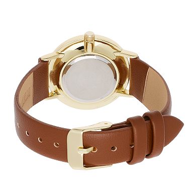 Folio Women's Brown Strap Watch, Bracelet & Jewelry Pouch Set