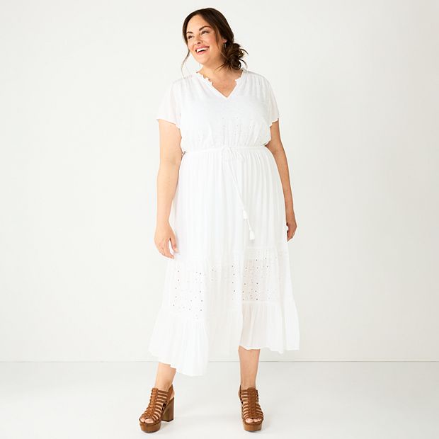 Plus Size Sonoma Goods For Life® Short Sleeve Tiered Maxi Dress