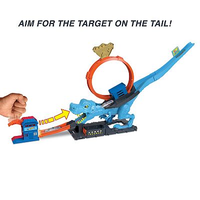Hot Wheels City Toy Car T-Rex Loop and Stunt Track Playset