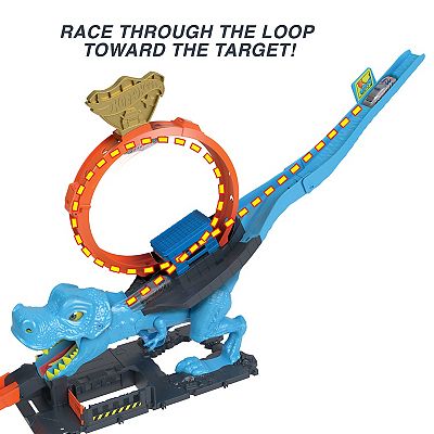 Hot Wheels City Toy Car T-Rex Loop and Stunt Track Playset