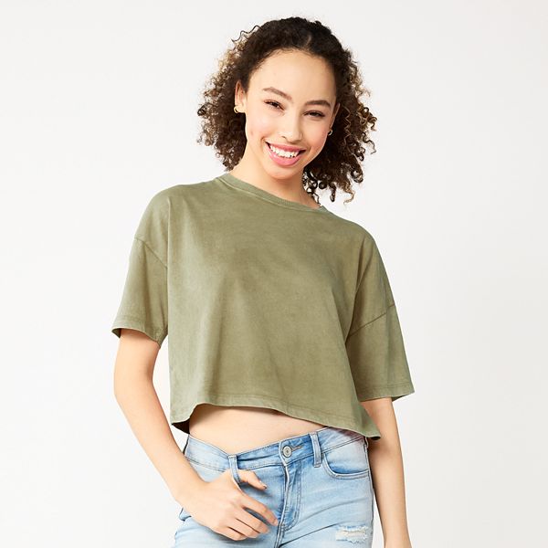 Juniors' SO® Solid Cropped Boxy Tee