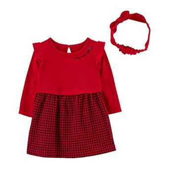 Baby Girl Carter's 2 pc Christmas Dress & Headband Set