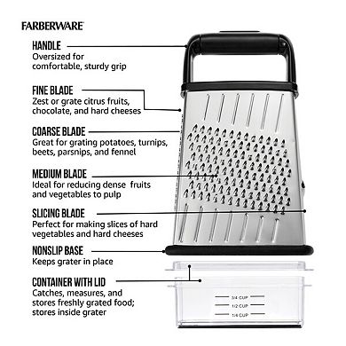 Farberware Classic Slim Box Grater with Storage Container