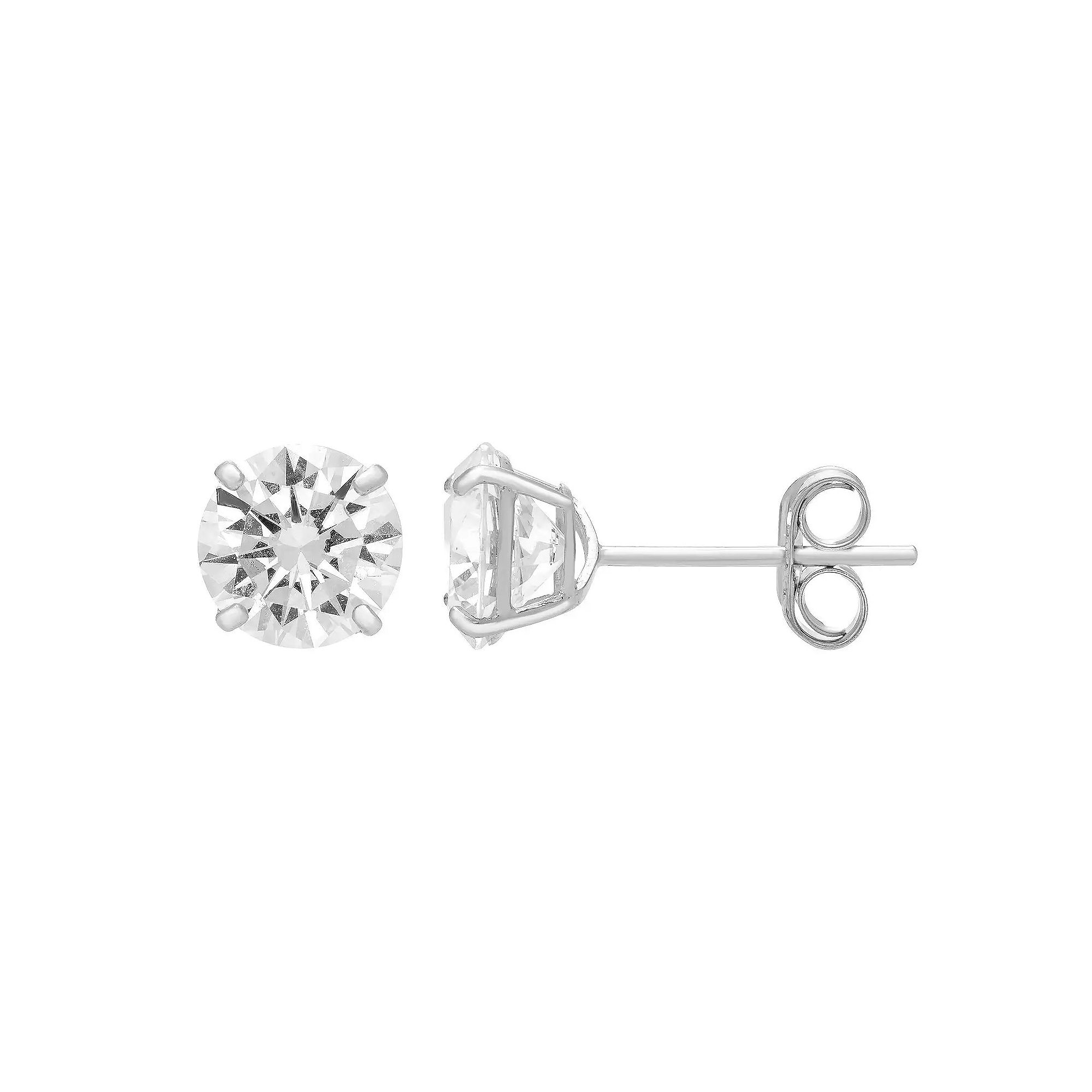 Theia Sky 14k White Gold Cubic Zirconia Stud Earrings, Womens, Size: 5MM