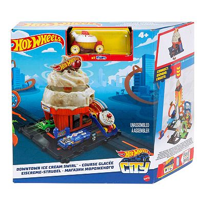 Mattel Hot Wheels City Track Set with 1 Hot Wheels Car Ice Cream 