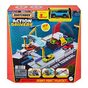 Mattel Matchbox Cars Ferry Port Set With Ferry Boat & 1 Matchbox Car