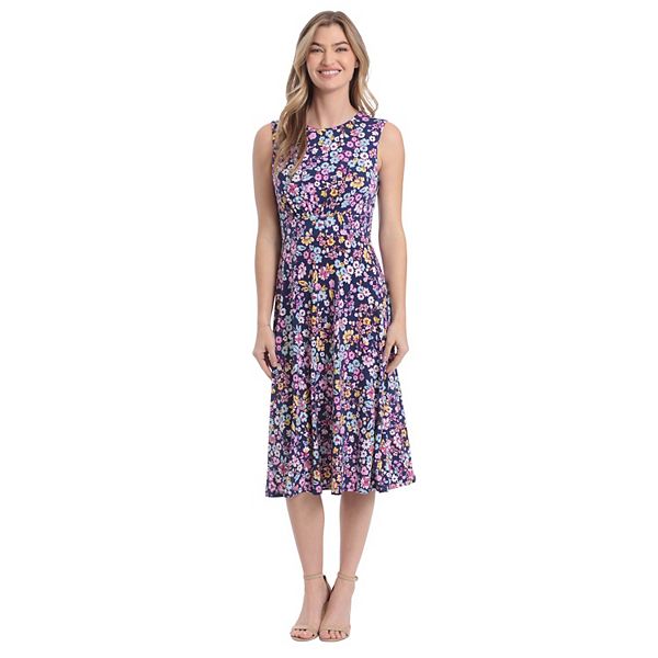 Women's London Times Floral A-Line Midi Dress