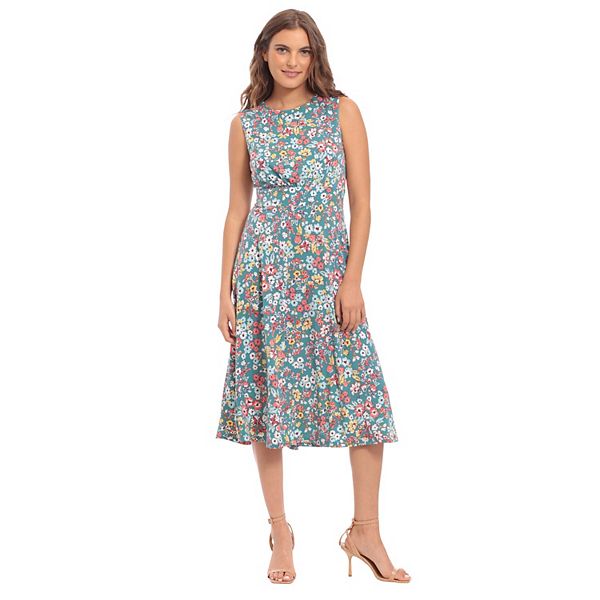 Women's London Times Floral A-Line Midi Dress