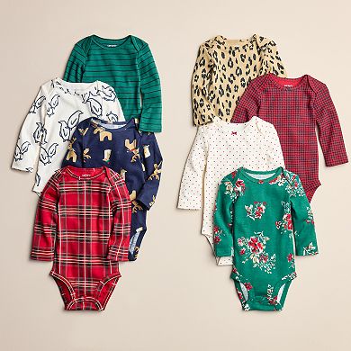 Baby Girl Carter's 4-Pack Long Sleeve Winter Print Bodysuits