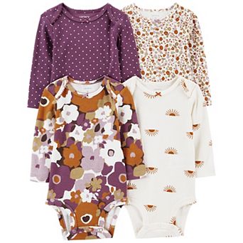 Baby Girl Carter's 4-Pack Long Sleeve Floral Bodysuits