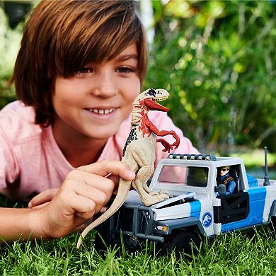 Mattel Jurassic World Smashable Truck With Atrociraptor Dinosaur & Human Figures