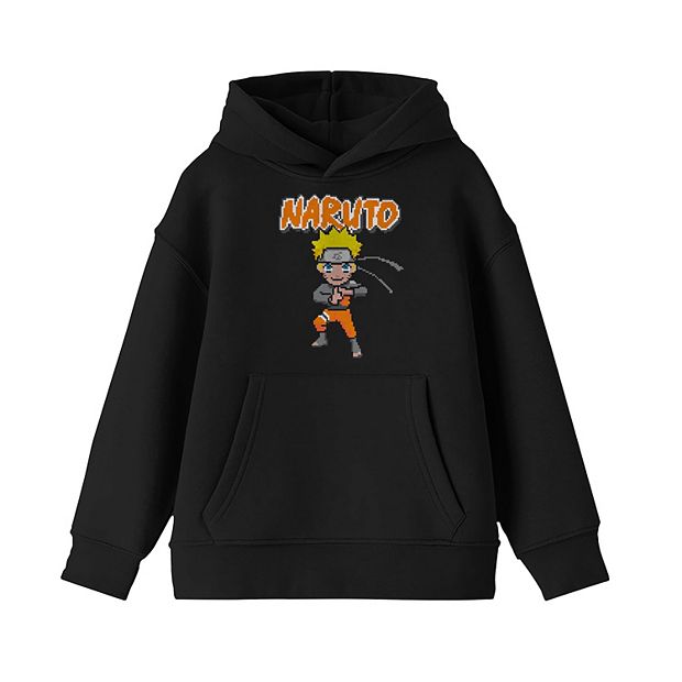 Naruto Boys Anime Cartoon Youth Black Hooded Sweatshirt Black