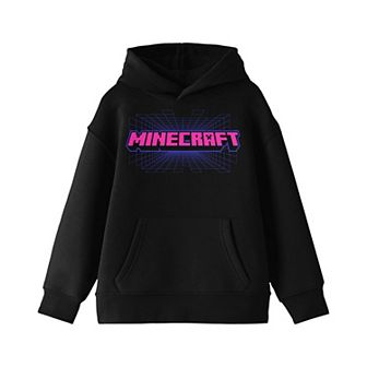 Boys 8-20 Minecraft Pink Text Logo Hoodie