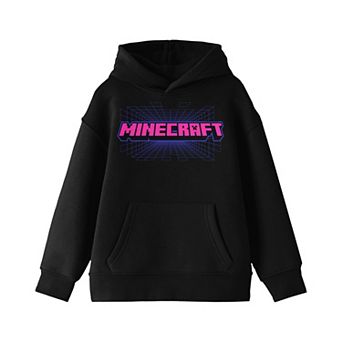 Boys 8-20 Minecraft Pink Text Logo Hoodie