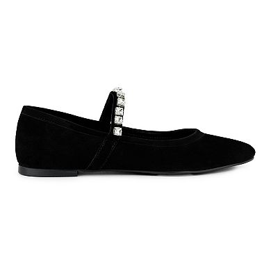 Rag & Co Assisi Women's Suede Mary Jane Ballet Flats