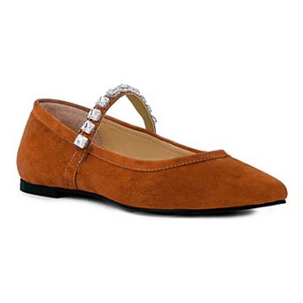 Rag & Co Assisi Women's Suede Mary Jane Ballet Flats