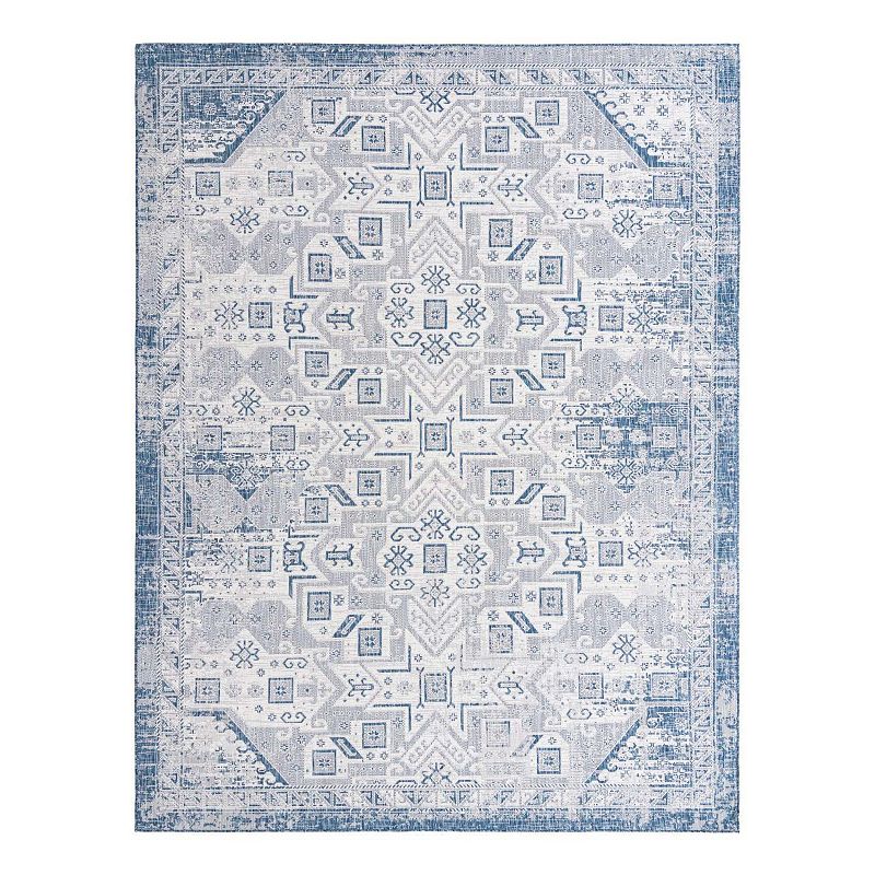 Unique Loom Coba Outdoor Tribal Rug, Blue, 10X13 Ft