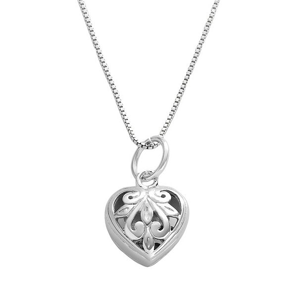 Onefeart Sterling Silver Pendant Necklace for Women Twist Design Heart to Heart Pendant 45CM Silver