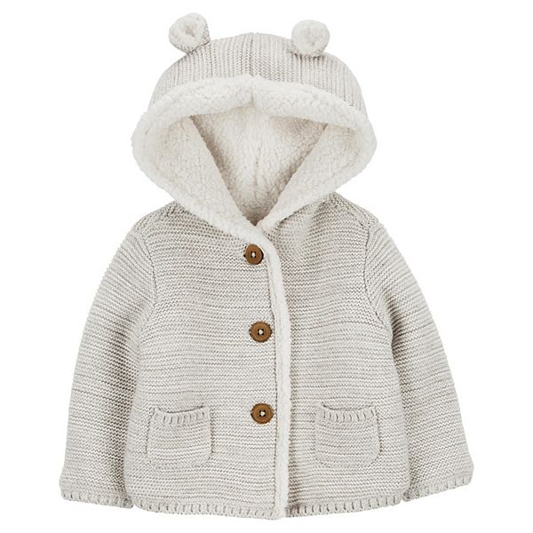 Baby Girl Carter's Sherpa-Lined Hooded Cardigan