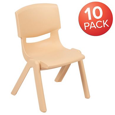 Emma and Oliver 10 Pack Plastic Stackable School Chair with 12" Seat Height - Preschool Chair
