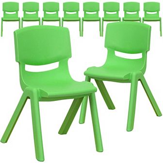Emma and Oliver 10 Pack Plastic Stackable School Chair with 12" Seat Height - Preschool Chair