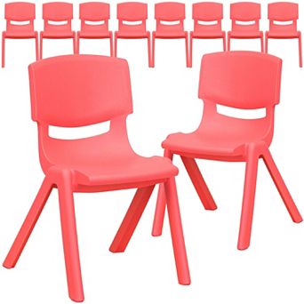 Emma and Oliver 10 Pack Plastic Stackable School Chair with 12" Seat Height - Preschool Chair